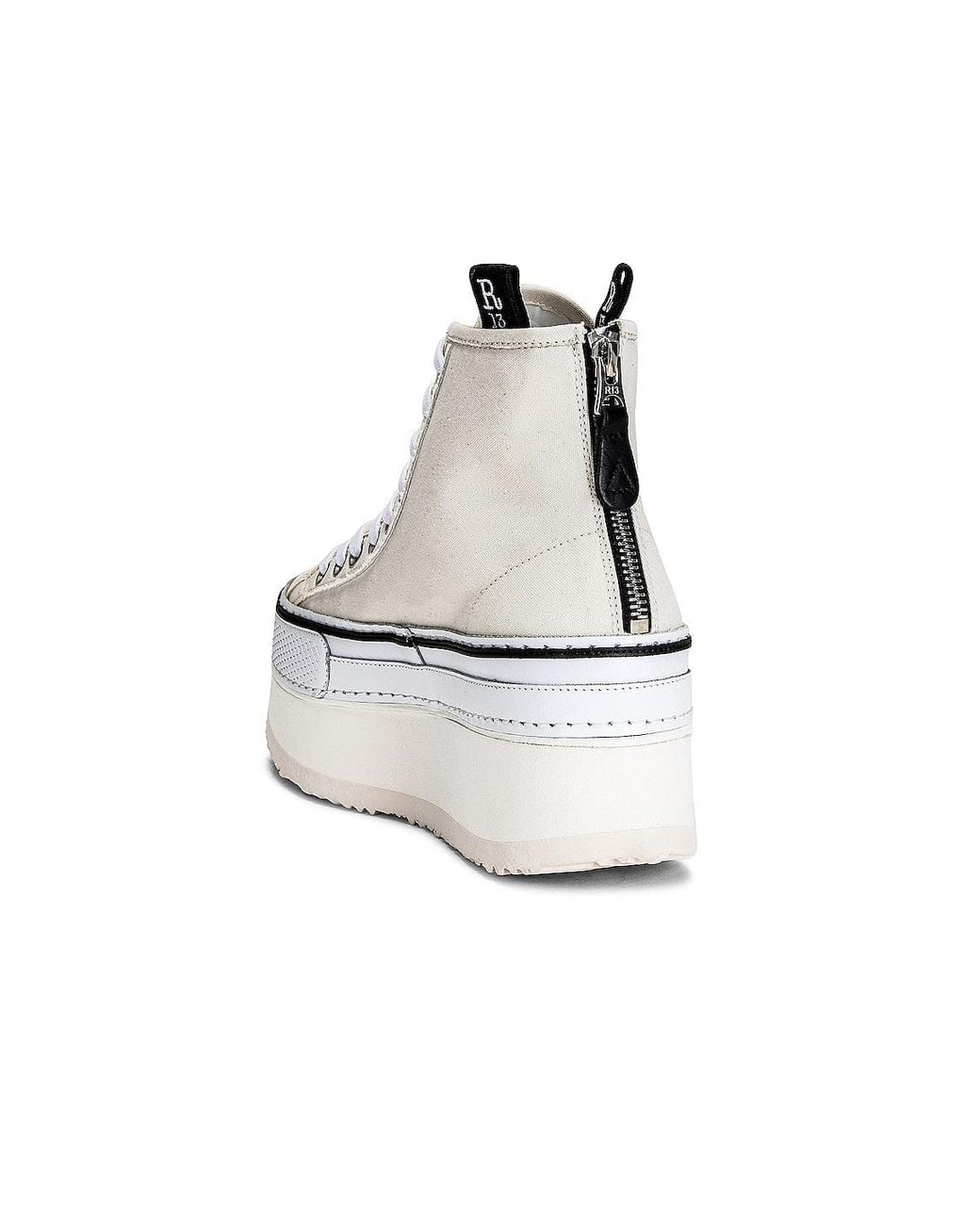 R13 White Platform High Top Sneaker