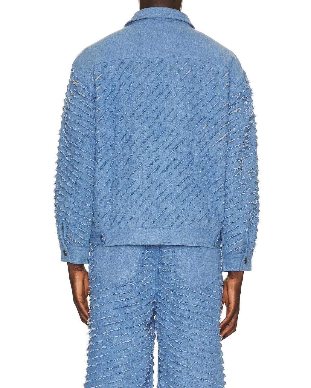 Pas Une Marque Blue Cut Through Denim Jacket for men