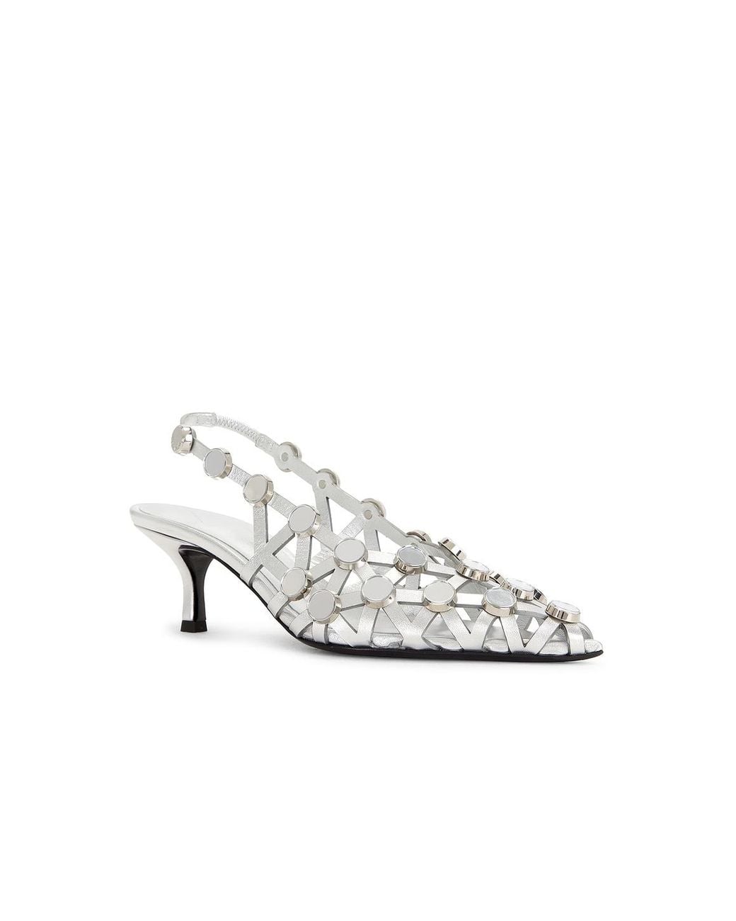 The Attico White Grid Slingback Pump