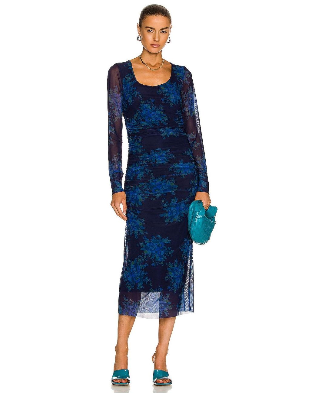 Ganni Synthetic Printed Mesh Dress in 