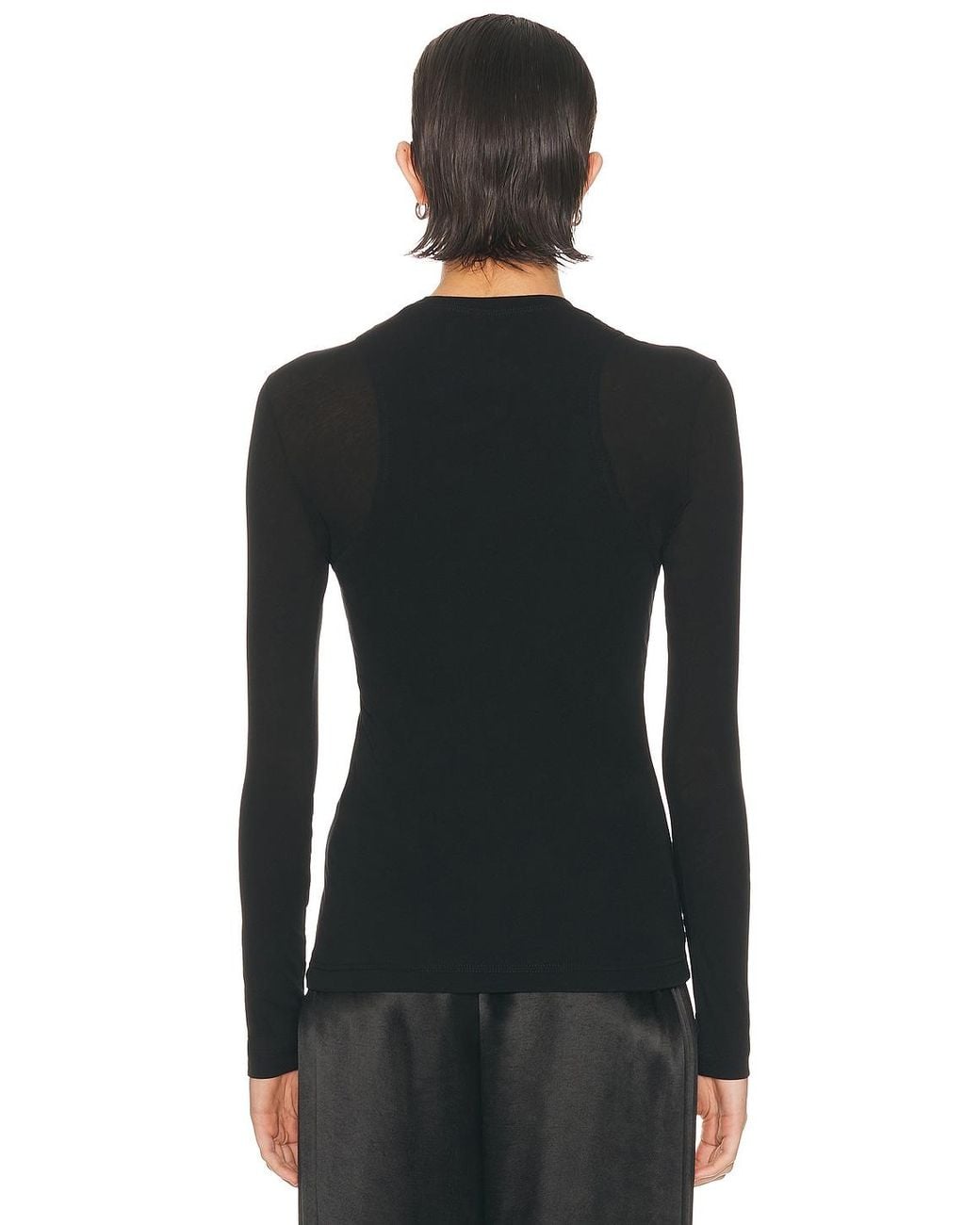 Jil Sander Black Double Layer Long Sleeve Top