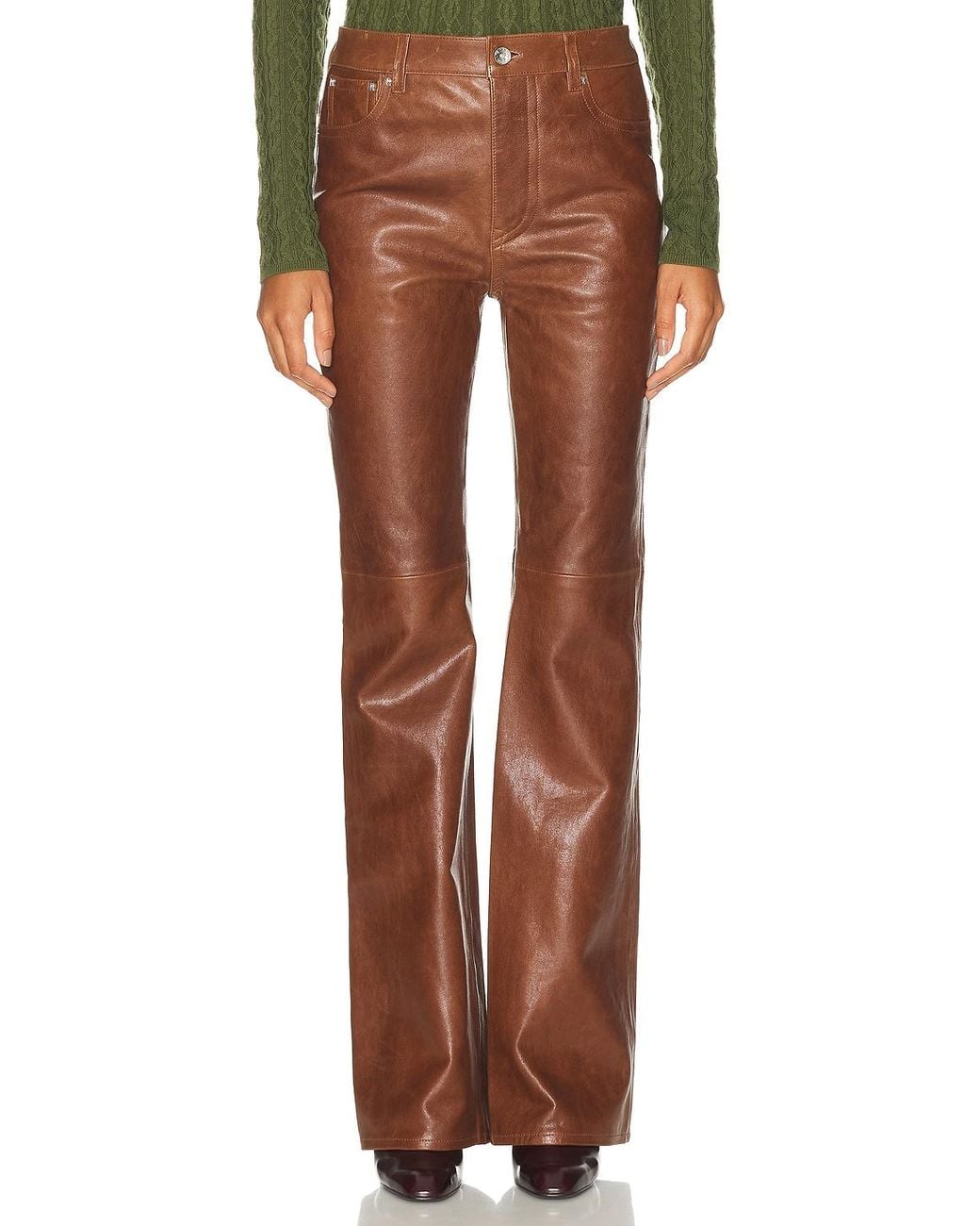 Rabanne Brown Leather Straight Leg