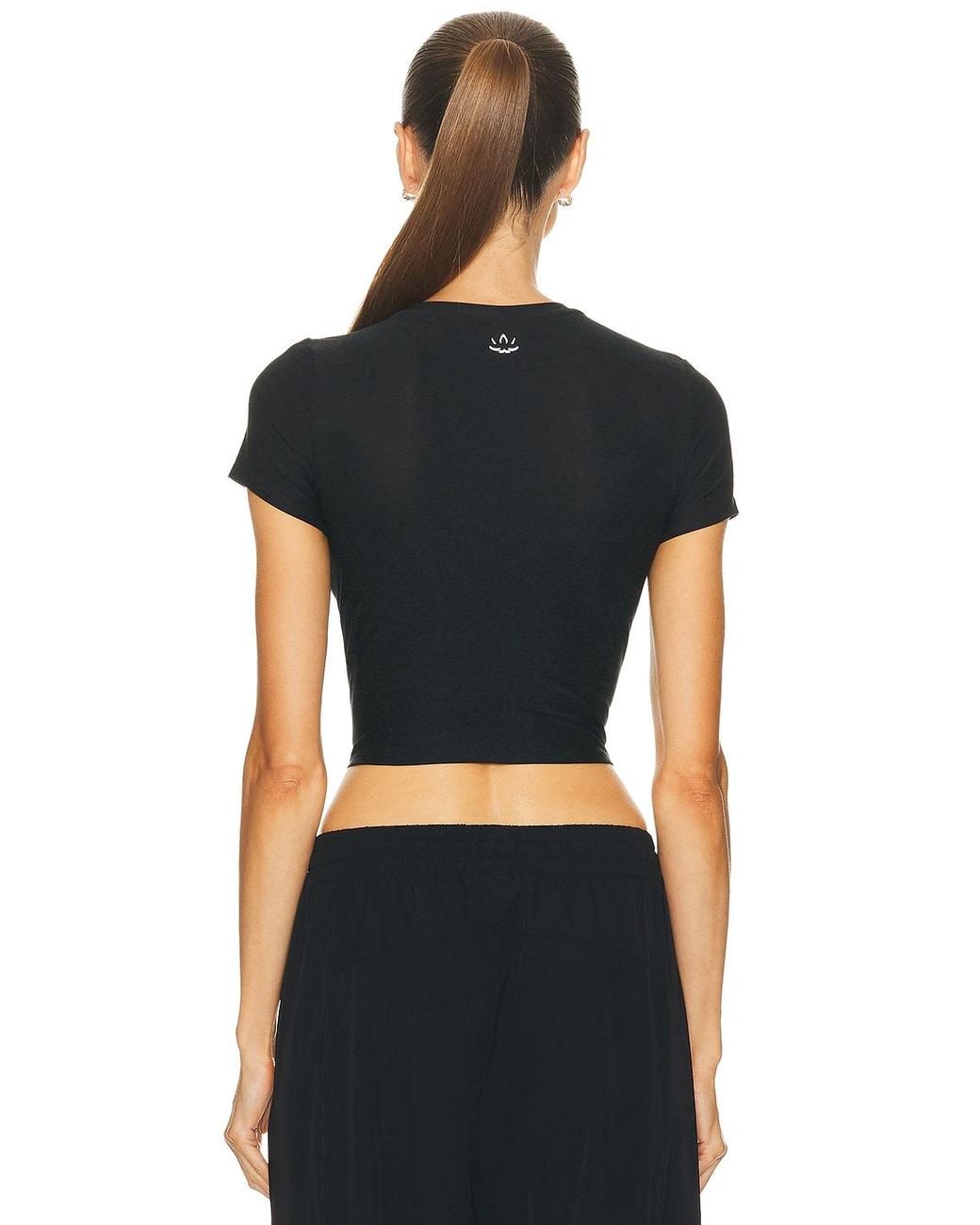 Beyond Yoga Black Featherweight Cropped Tee