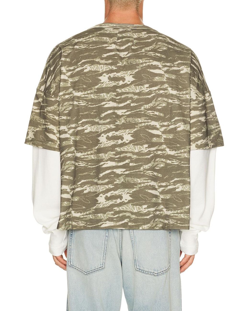 Rhude Multicolor Tiger Camo Double Layer Tee for men