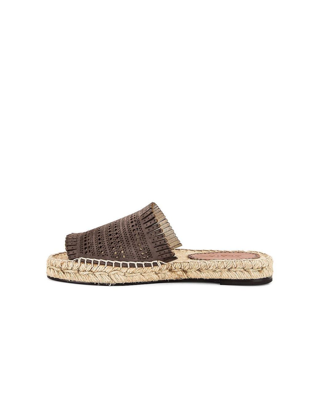 Alaïa Brown Leather Laser Cut Flat Espadrilles