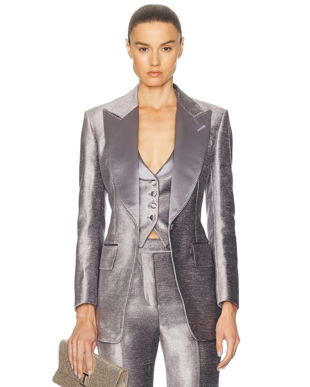 Tom Ford Gray Single Breasted Tuxedo Jacket