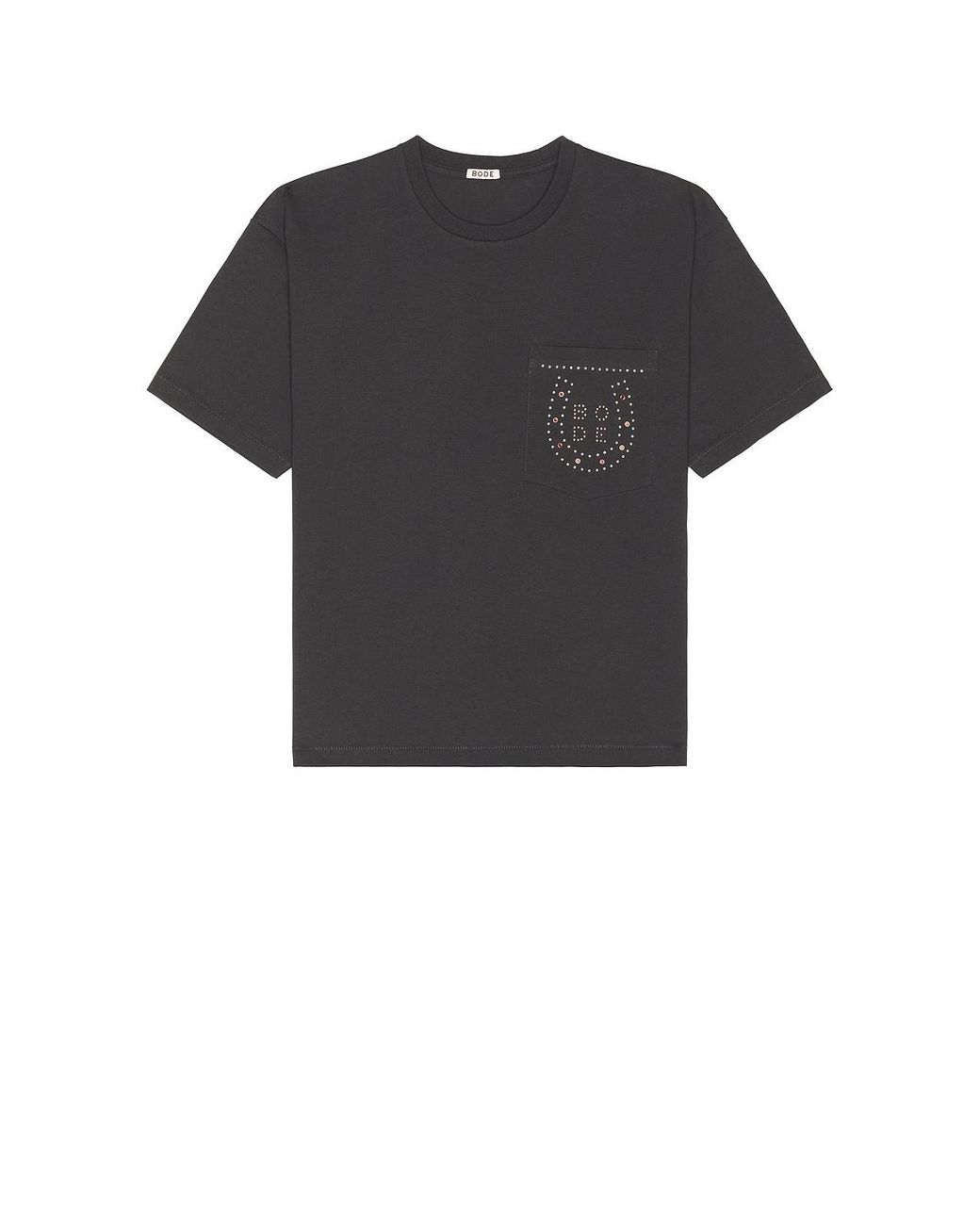 Bode Black Horseshoe Stud Pocket Tee for men