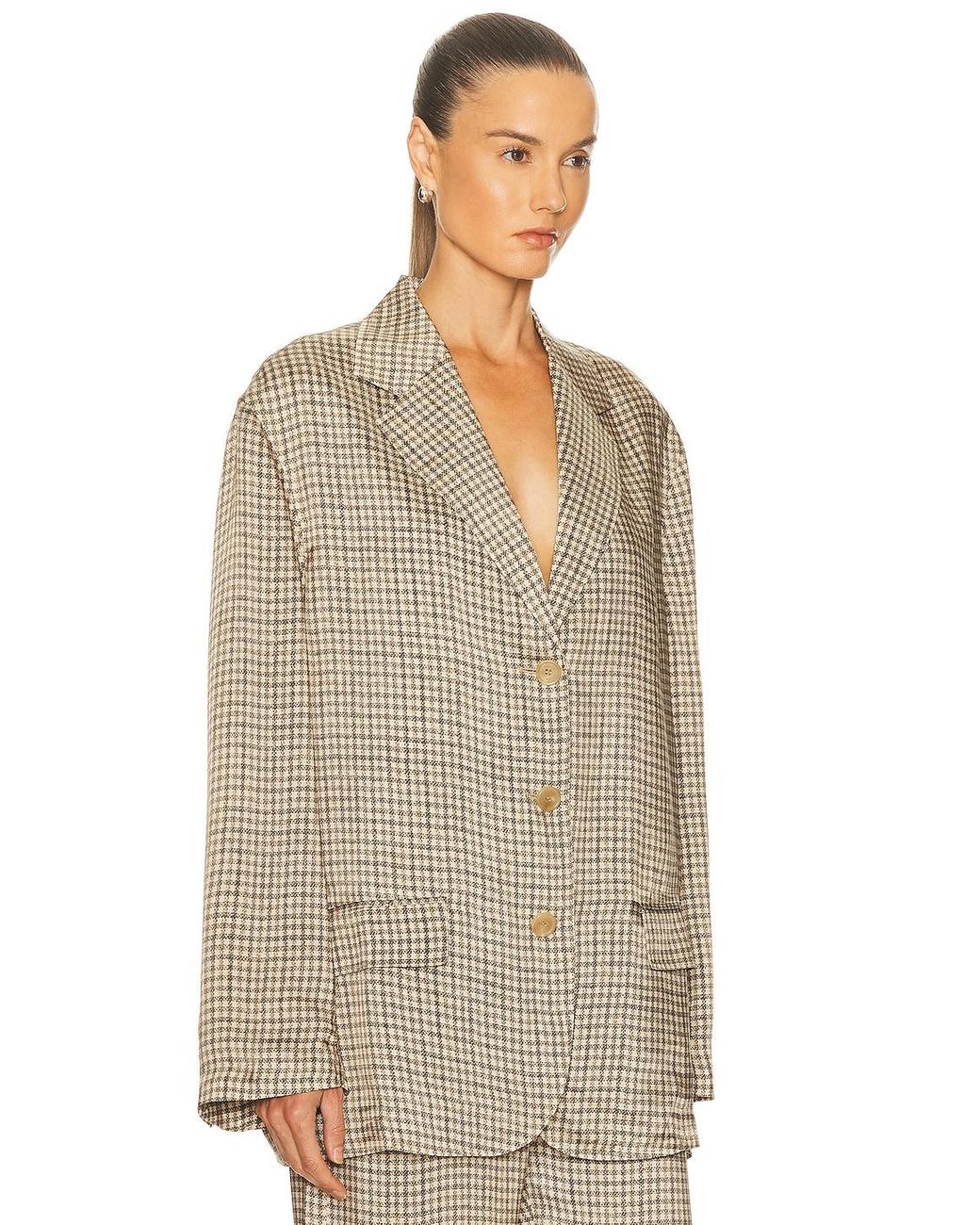 Acne Natural Junida Check Fluid Blazer