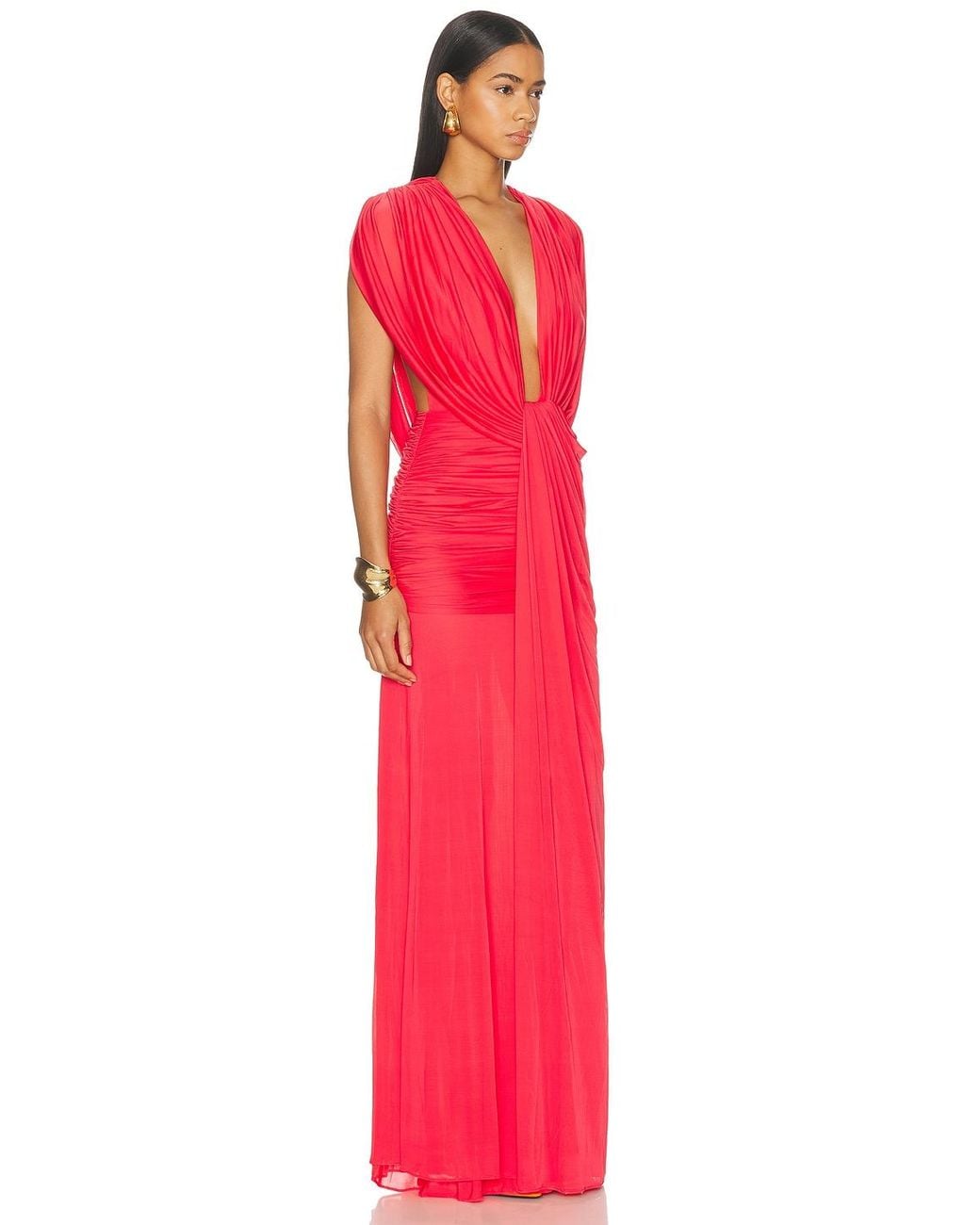 Christopher Esber Red Ripple Drape Gown