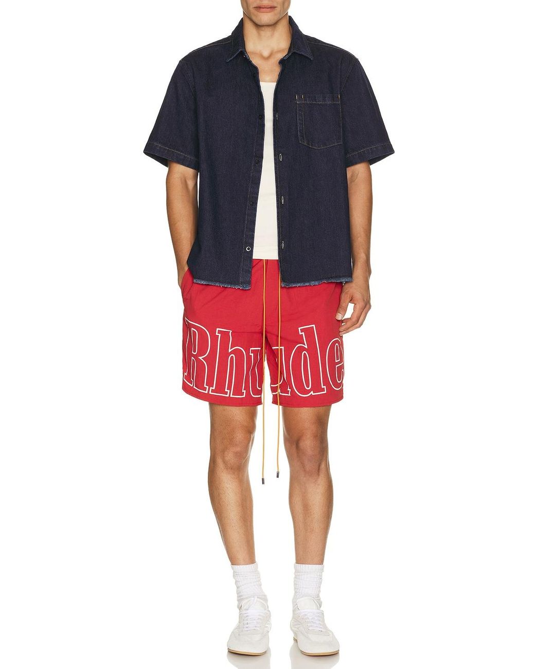 Rhude Red Logo Track Short for men