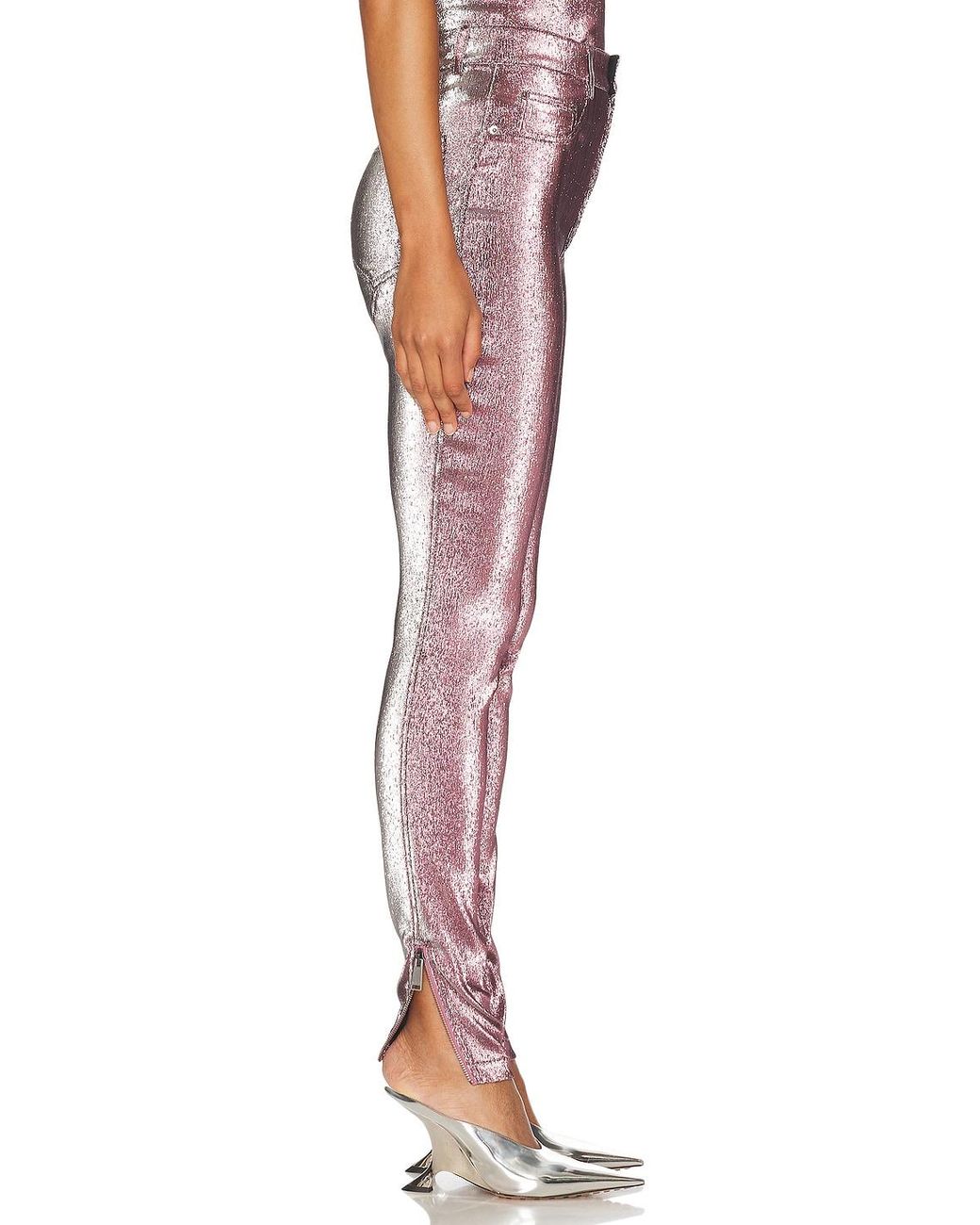 Area Red Stretch Lame Rosette Legging