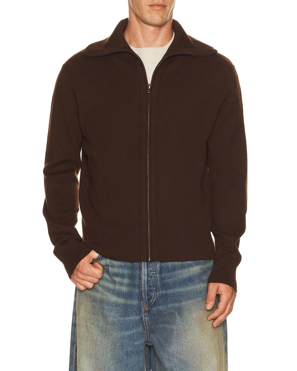 Entire studios Brown Knit Zip Up Jacket for men