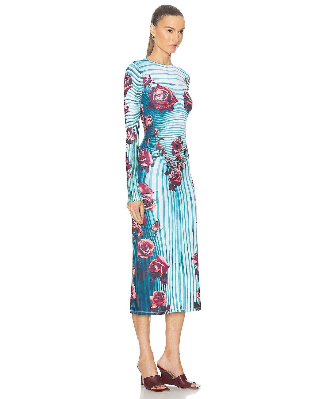 Jean Paul Gaultier Flower-Print Slim-Fit Stretch-Woven Maxi Dress in Blue |  Lyst