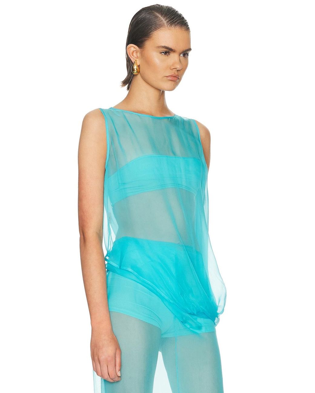 SEV Blue Draped Blouse
