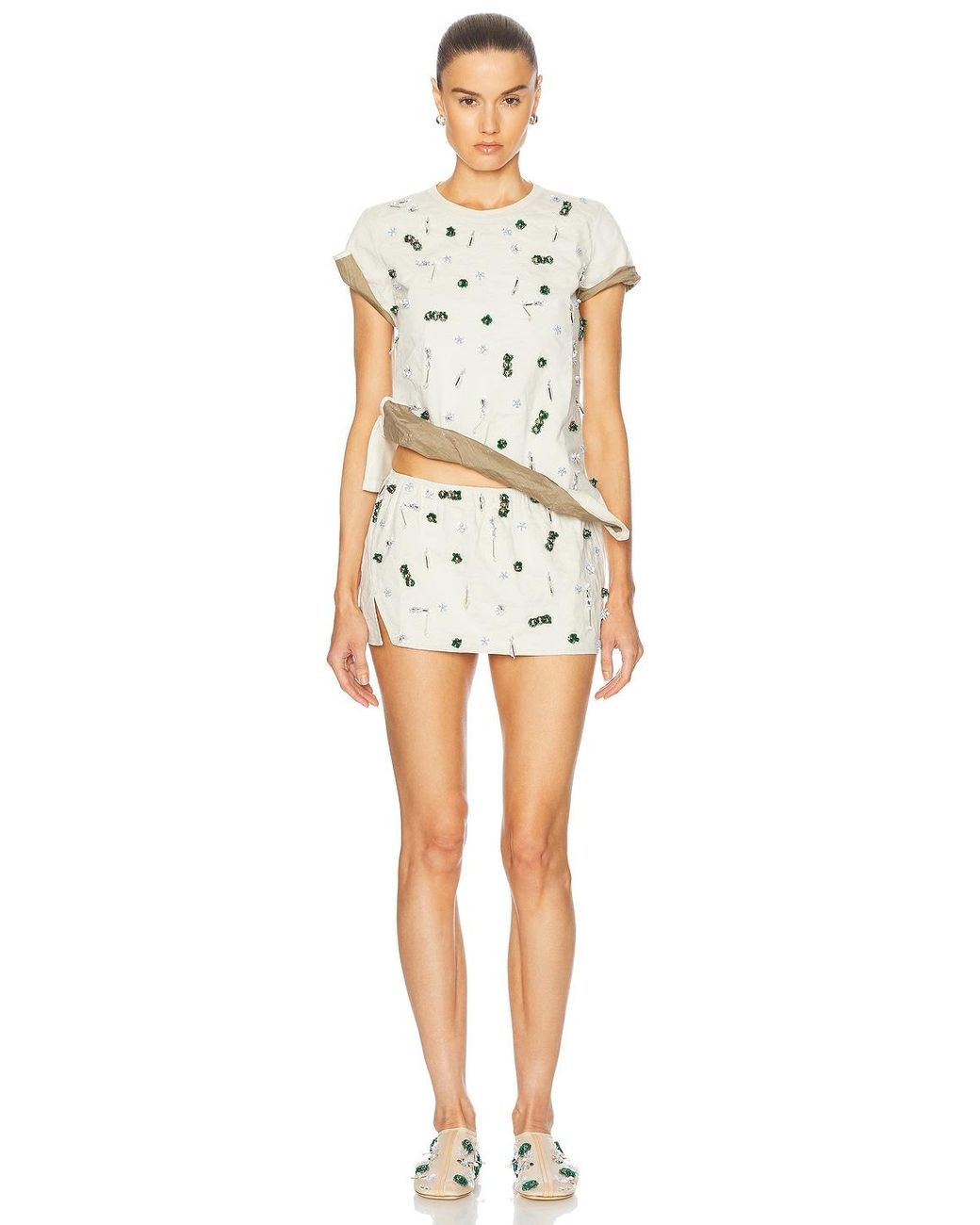 Christopher Esber White Embla Beaded Crushed Tee