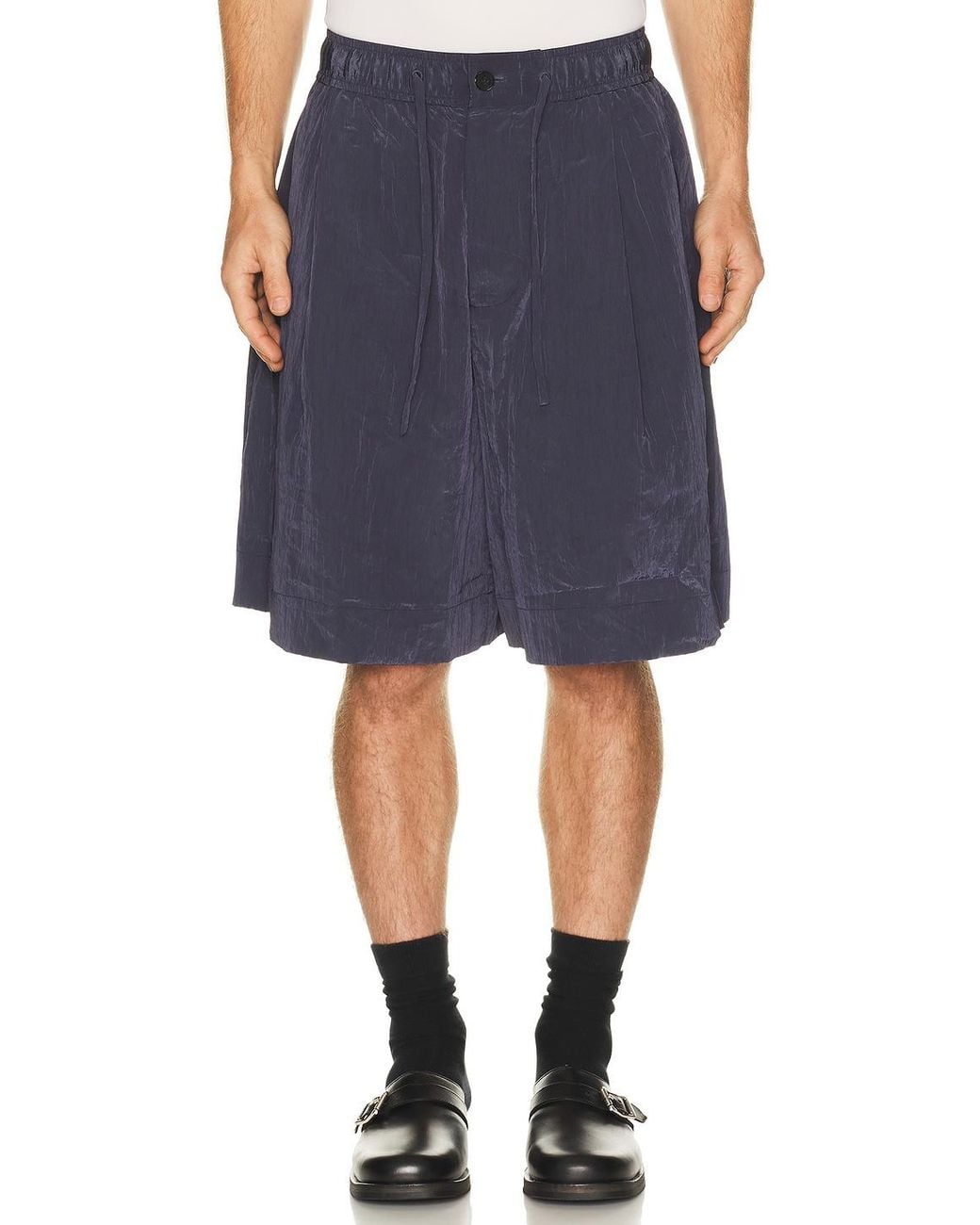 Feng Chen Wang Blue Nylon Cargo Shorts for men
