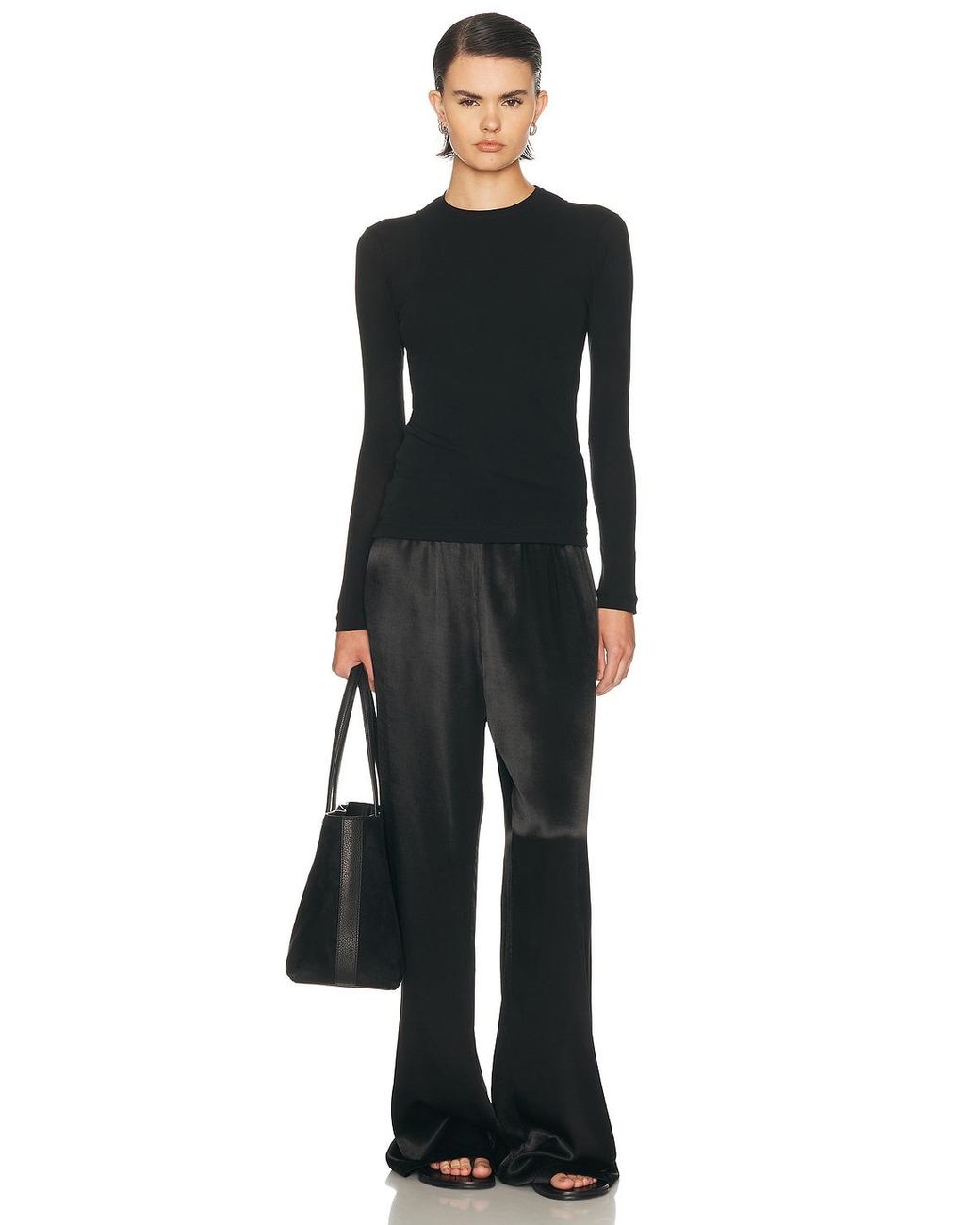 Jil Sander Black Double Layer Long Sleeve Top