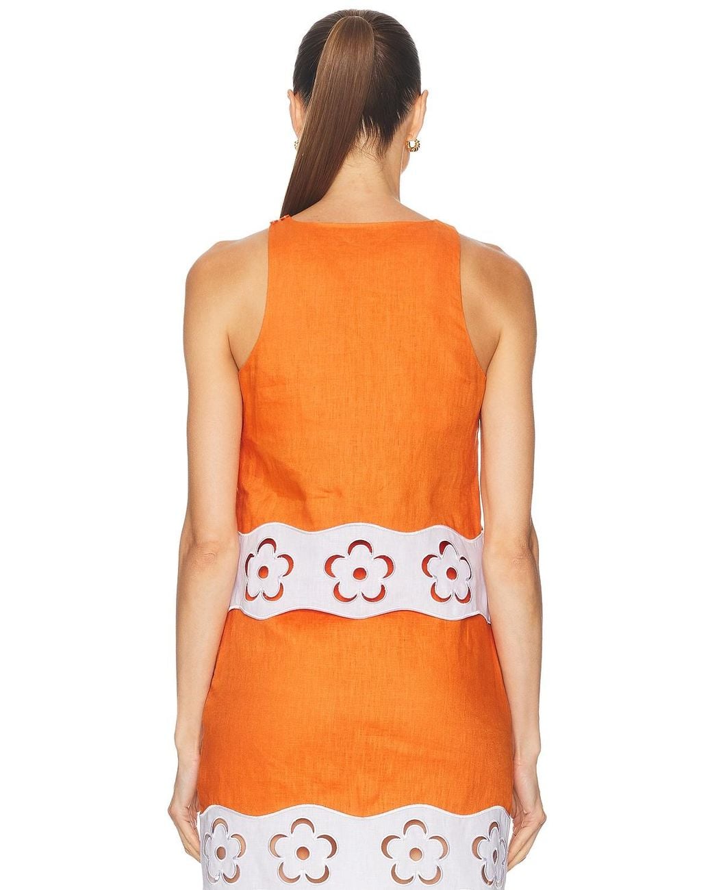 Staud Orange Mika Linen Top