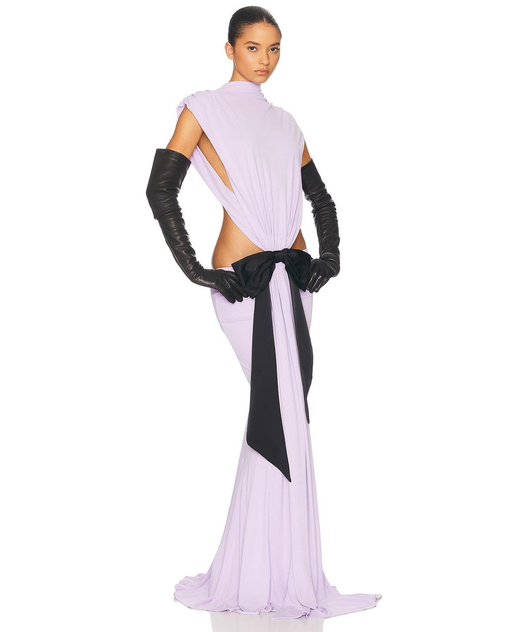 the constantina jersey dress with bow in swiss cream helsa White Color:AA100