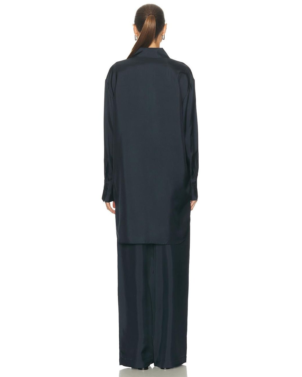 Rohe Blue Oversized Silk Button Down Top