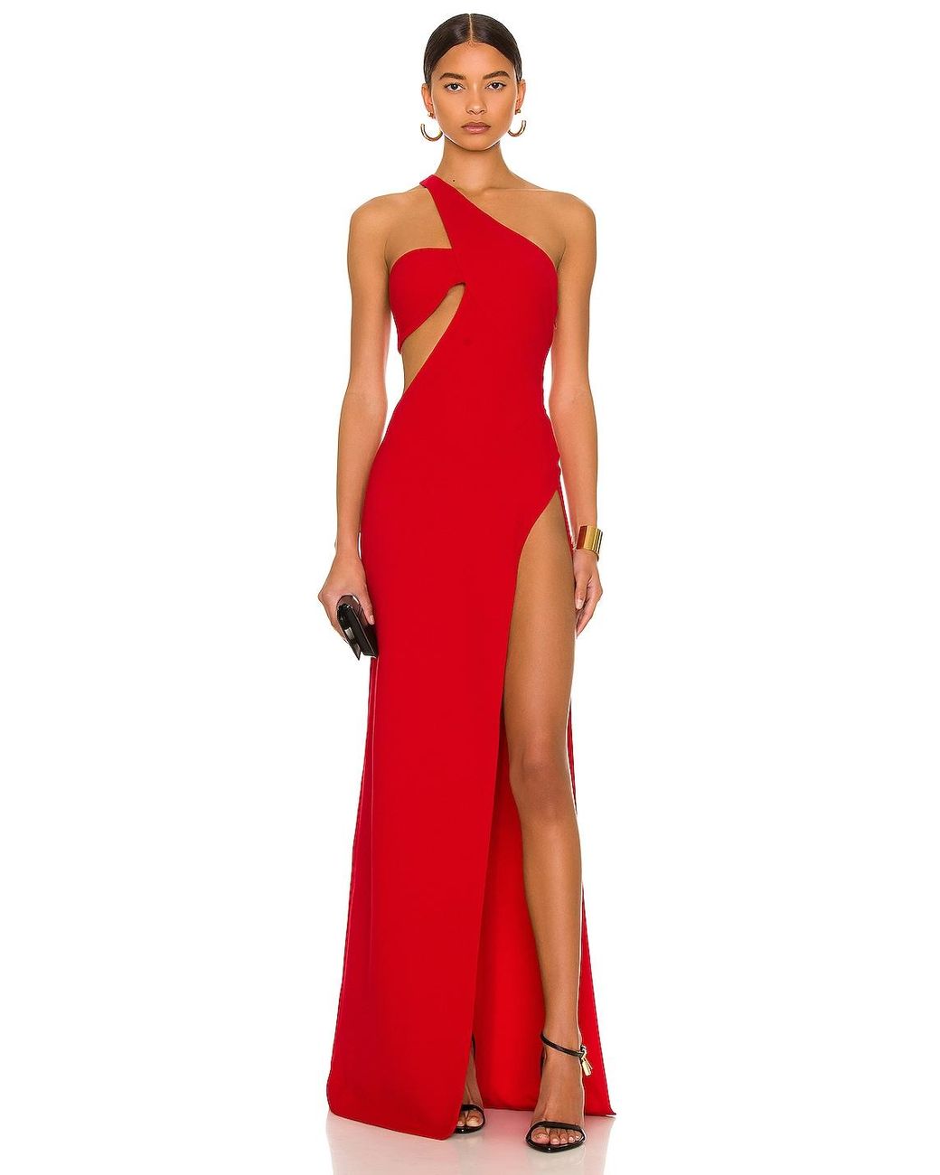 Monot Shoulder Cut Gown in Red