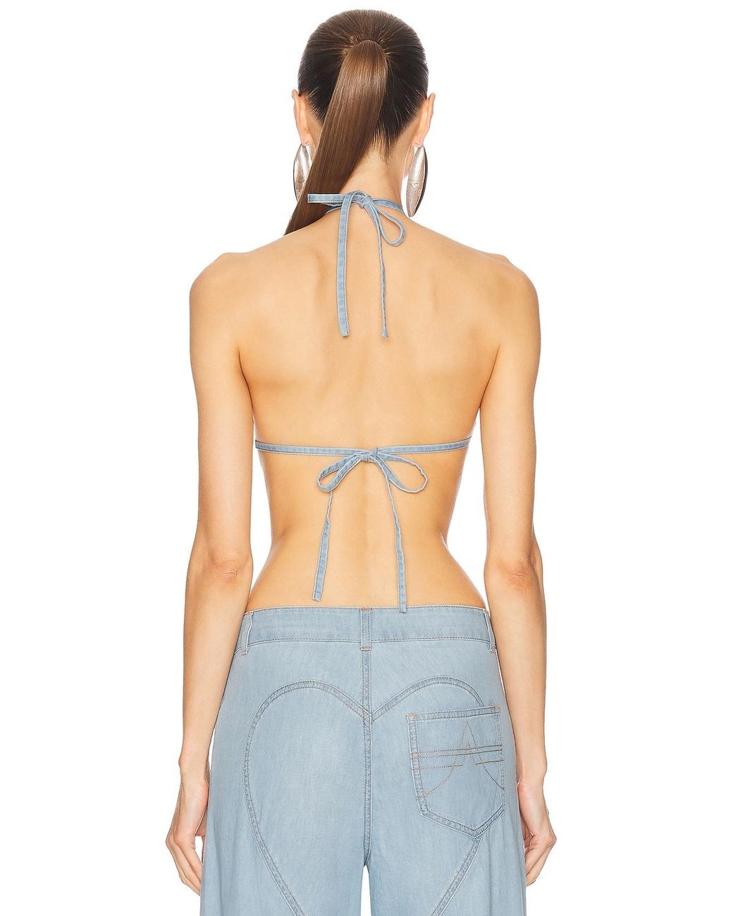 Area Blue Crystal Rosette Handkerchief Top
