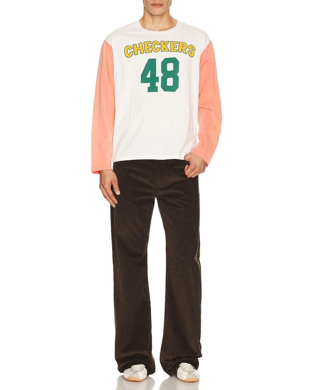 Bode Natural Checkers Baseball Tee for men