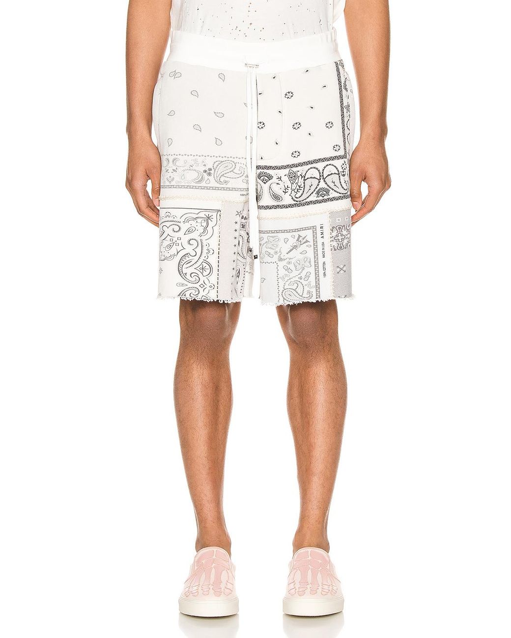 Amiri Leather Offwhite Bandana Reconstructed Shorts for Men Save 30
