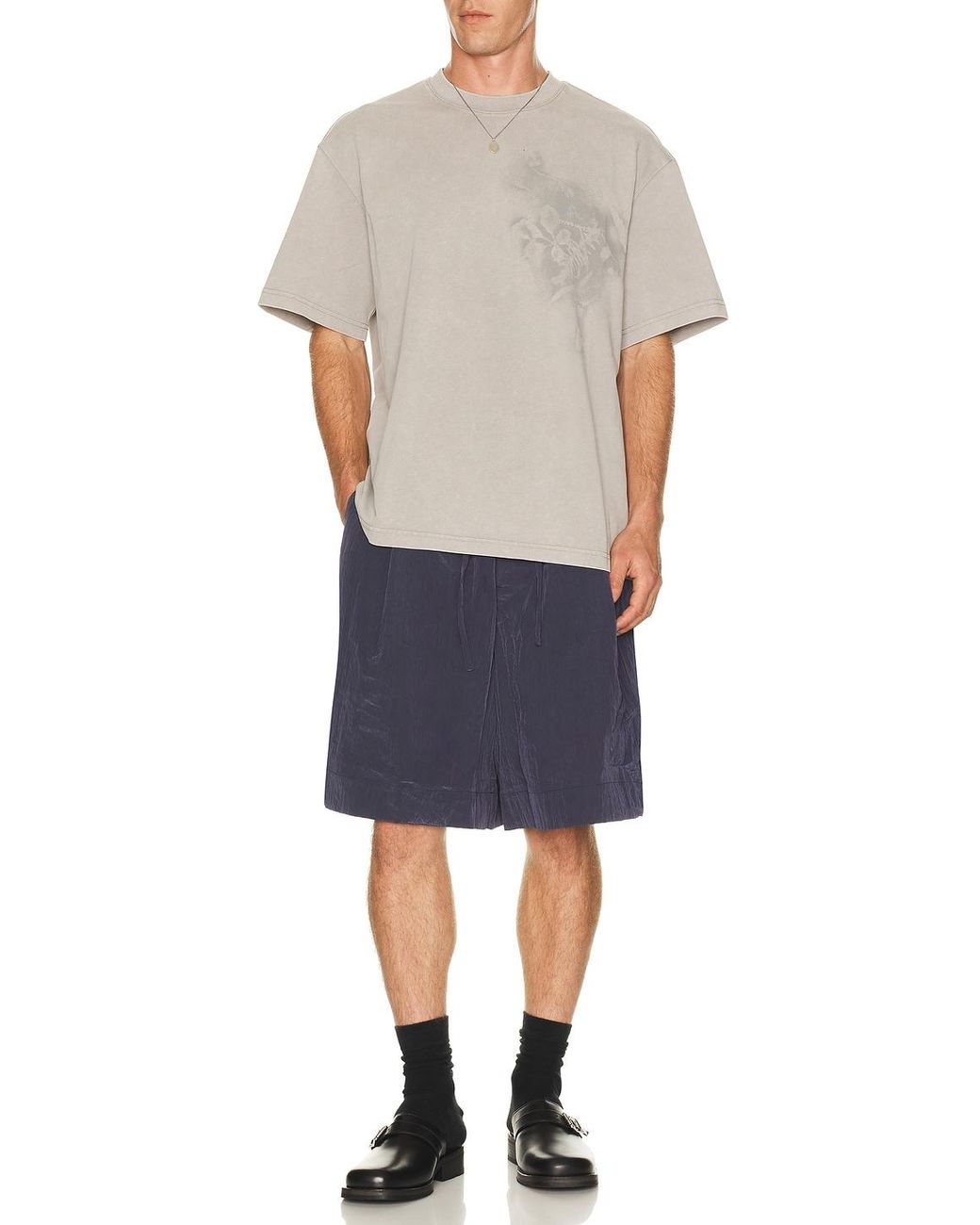 Feng Chen Wang Blue Nylon Cargo Shorts for men