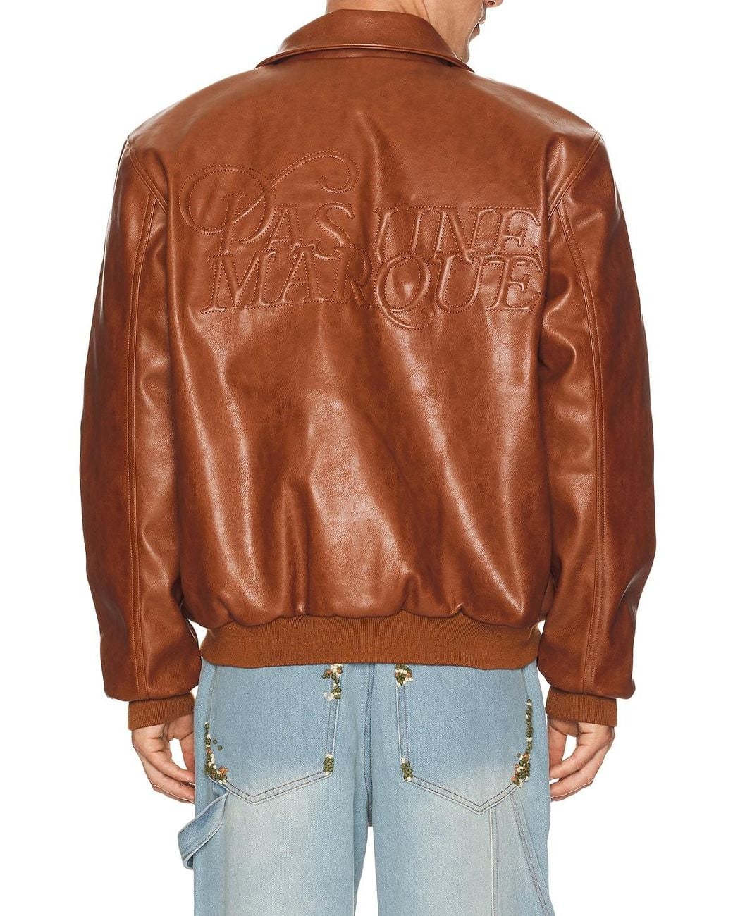 Pas Une Marque Brown Leather Jacket for men