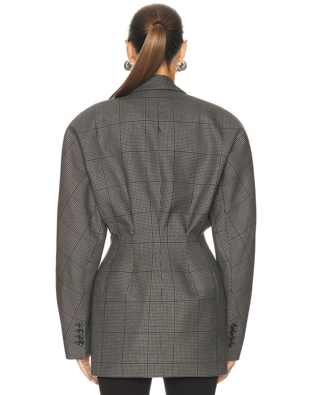 Mugler Gray Grid Wool Jacket