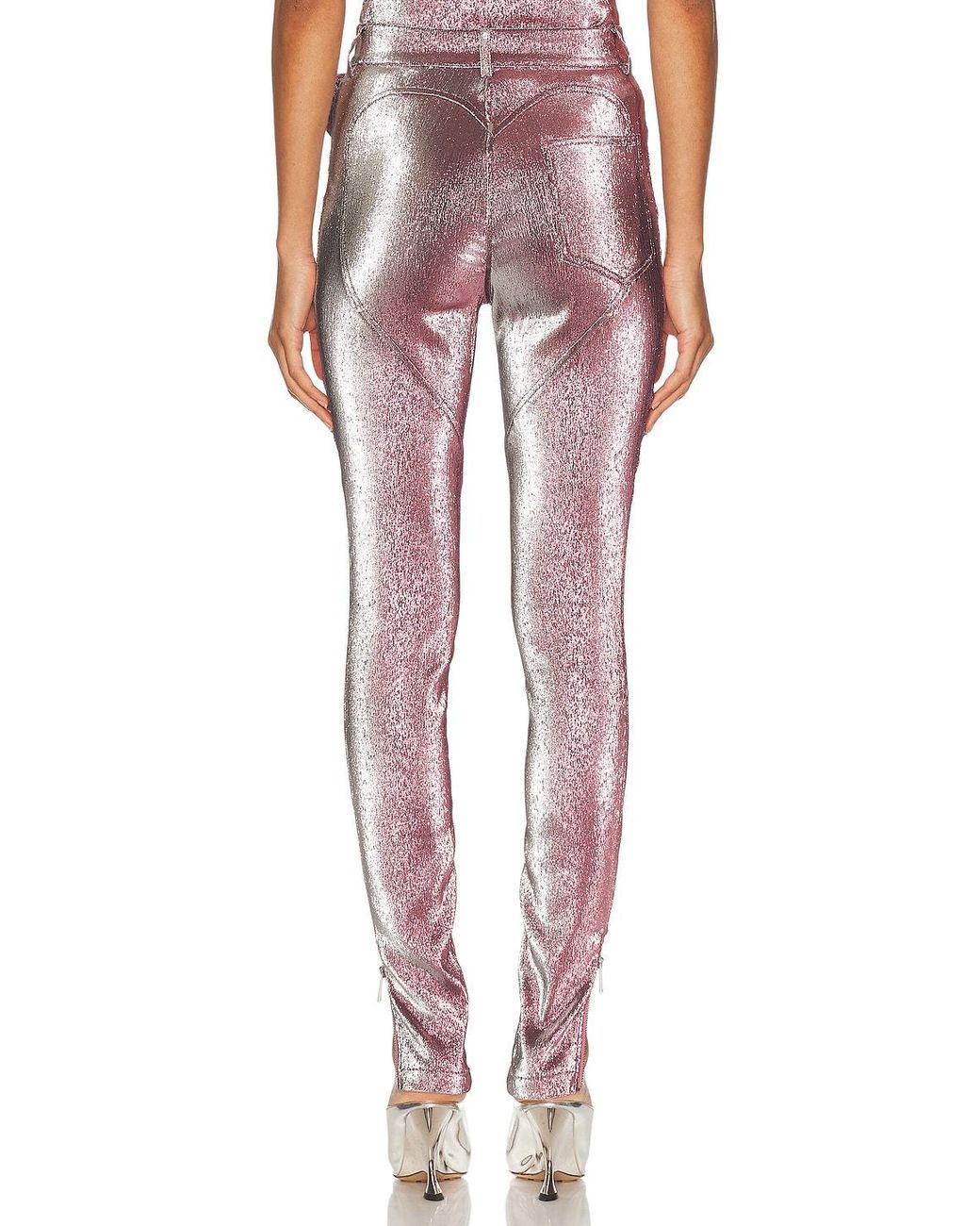 Area Red Stretch Lame Rosette Legging
