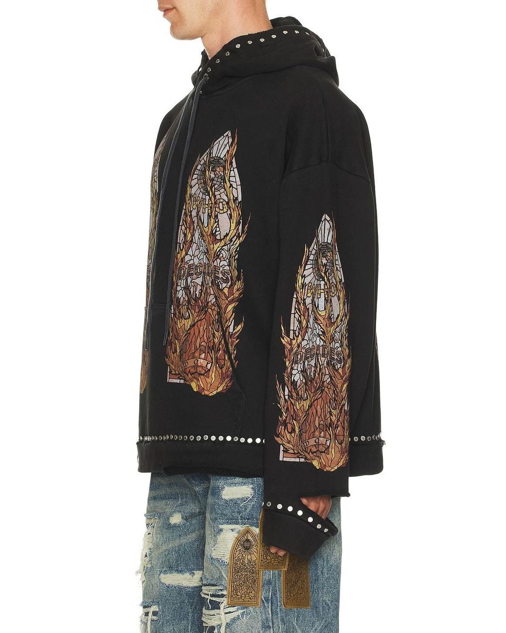 Who Decides War Black Hardware Hooded Pullover for men