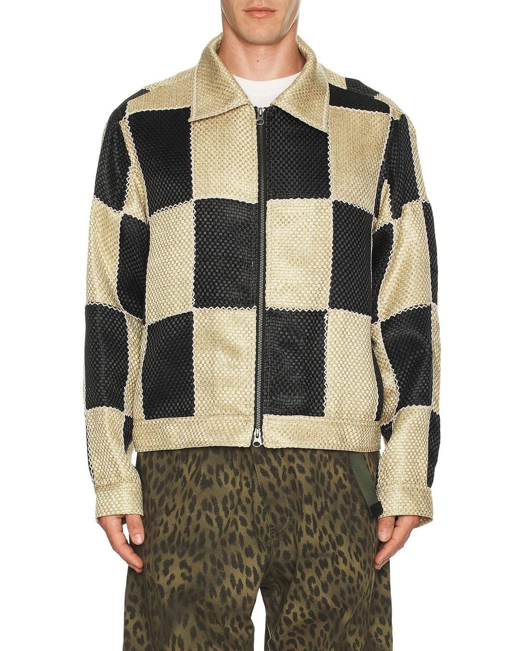 ANDERSSON BELL Black Patchwork Zip-Up Jacket for men