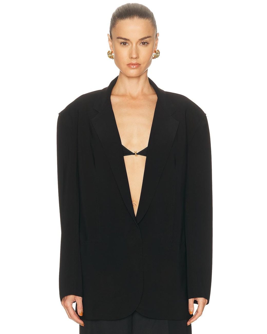 Norma Kamali Black Oversized Single Breasted Jacket