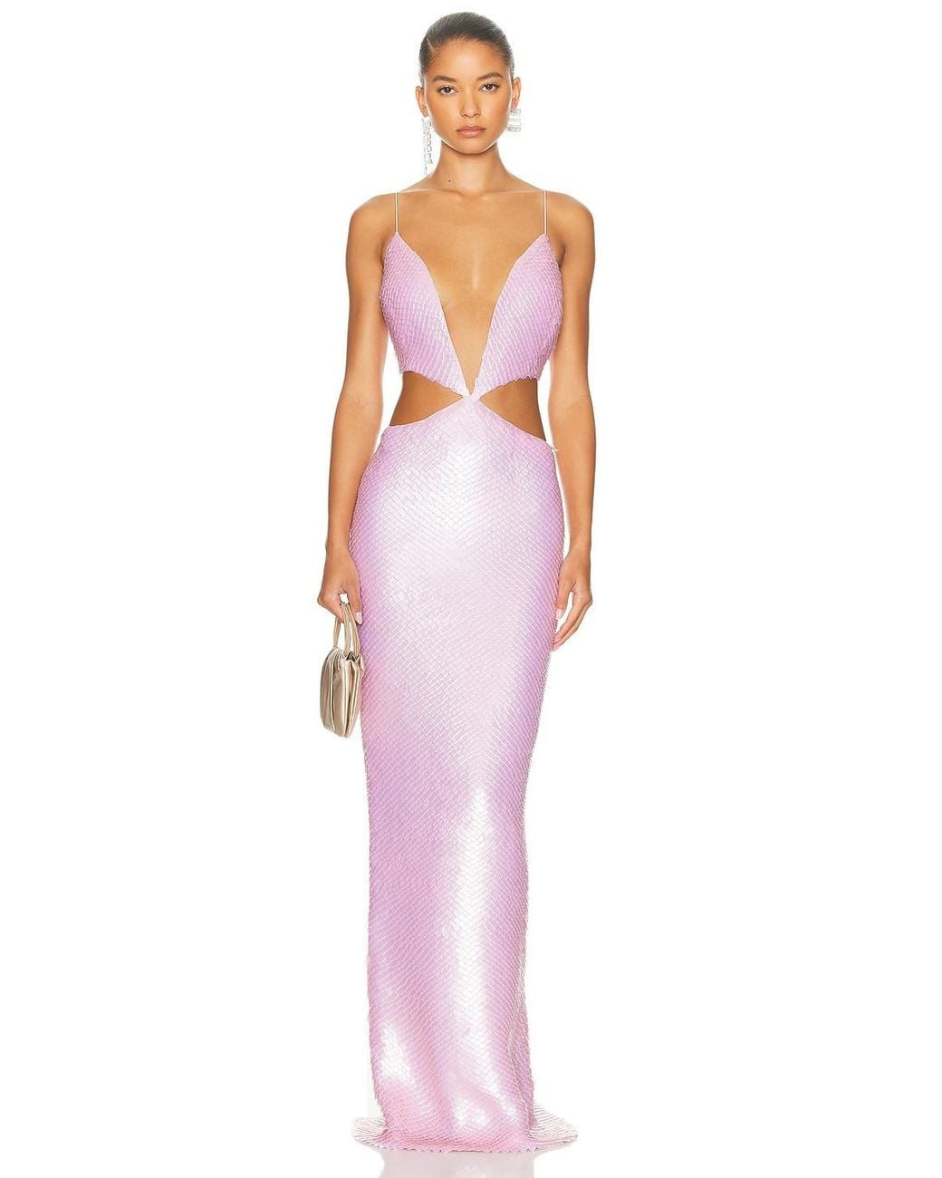 Monot Long Fishscale Cut Out Maxi Dress in Pink | Lyst