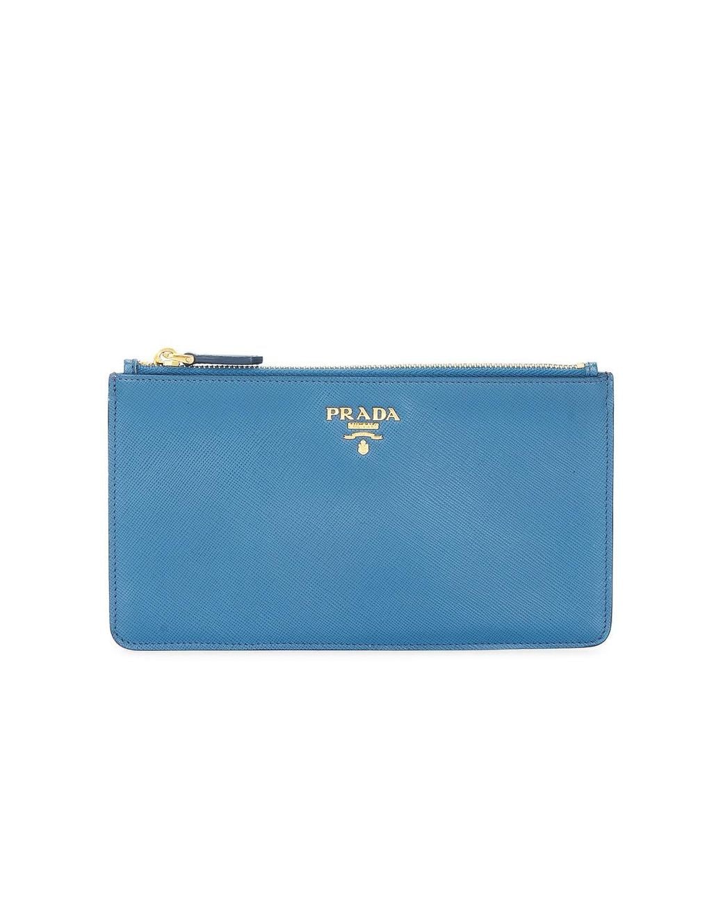 Prada Blue Saffiano Pouch