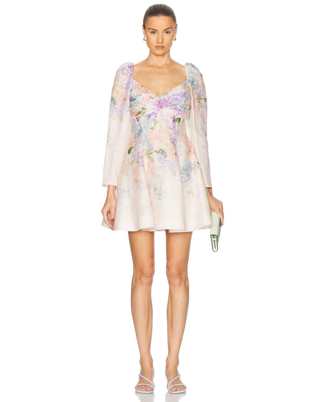 Zimmermann Dawning Puff Sleeve Mini Dress in White | Lyst