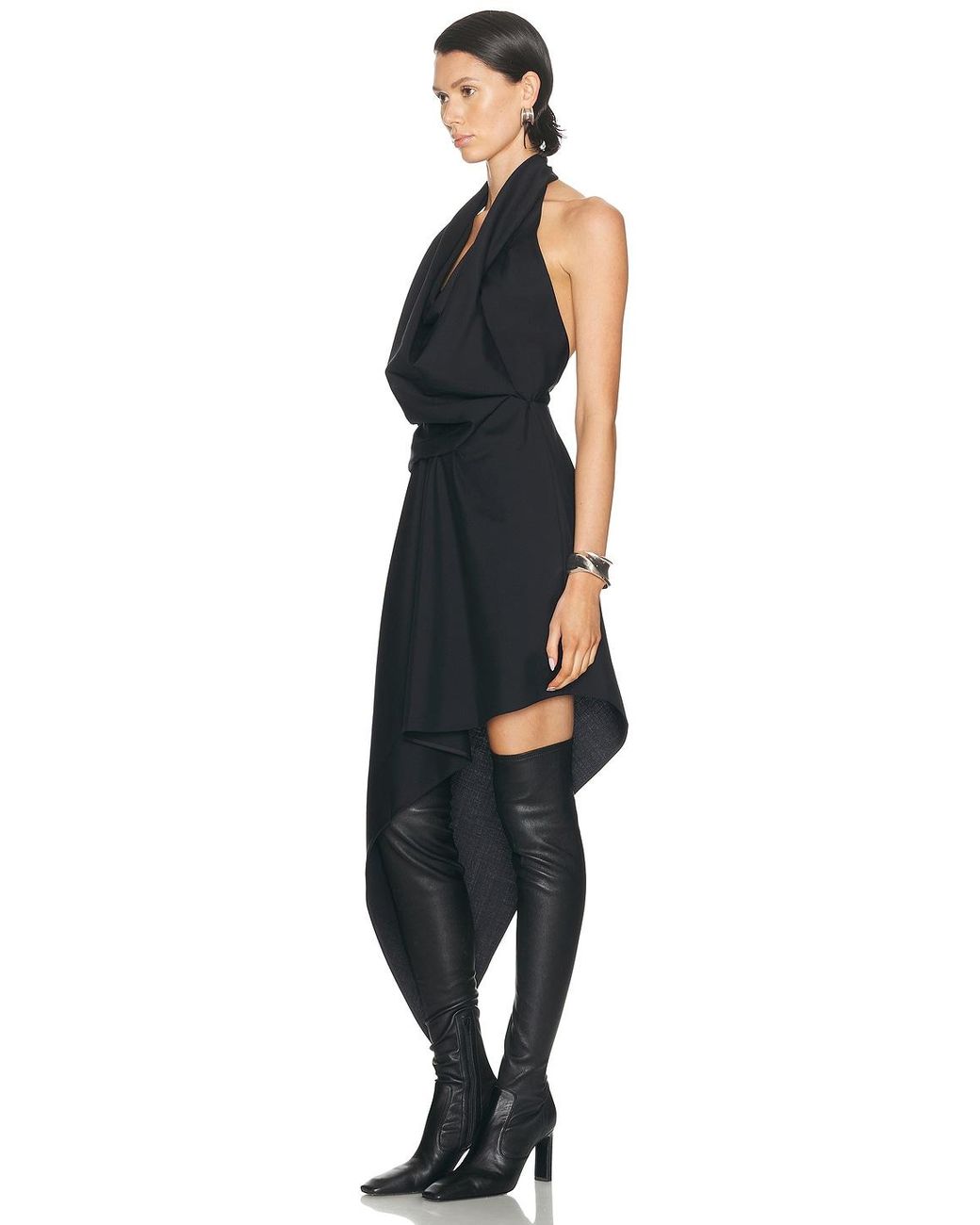 alexander wang halter midi dress Draped Neck in Black Halterneck dress