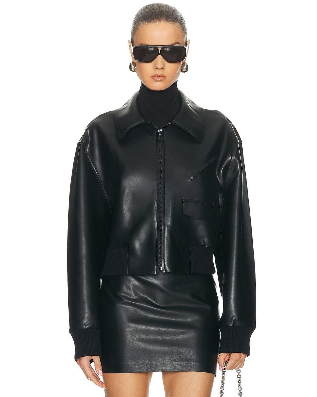Norma Kamali Black Zip Front Classic Cropped Jacket