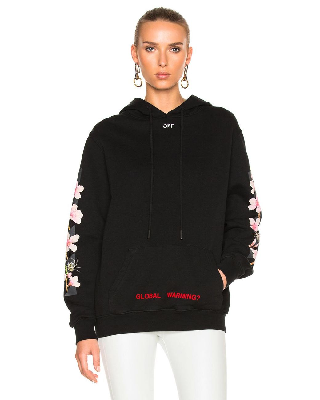 Off White c o Virgil Abloh Cherry Blossom Diagonal Hoodie In Black Multi Lyst