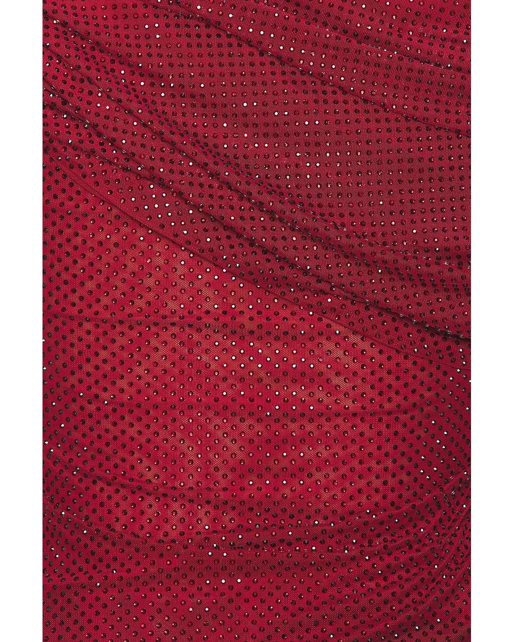 Self-Portrait Red Rhinestone Drape Top