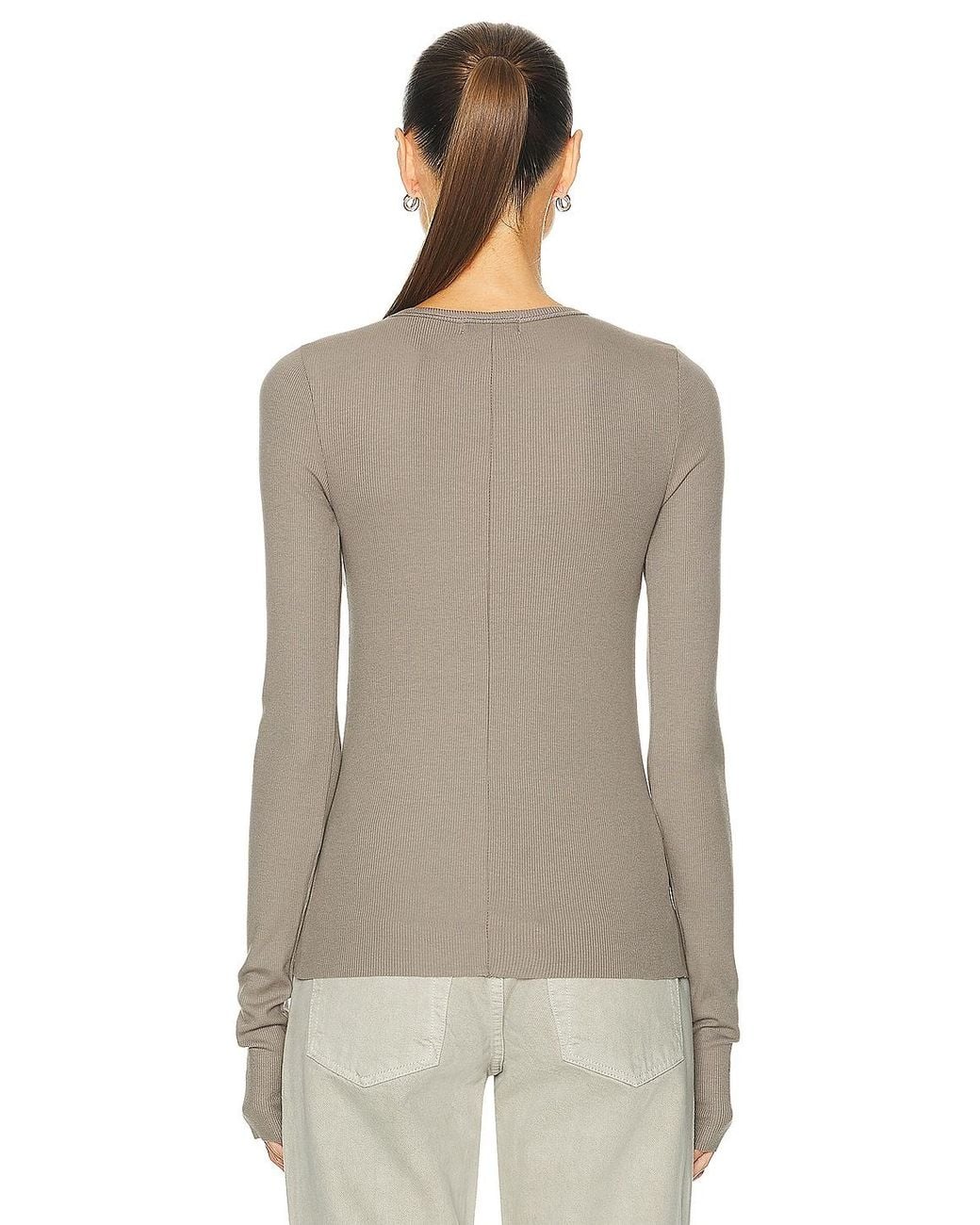 ÉTERNE Natural Long Sleeve Fitted Top