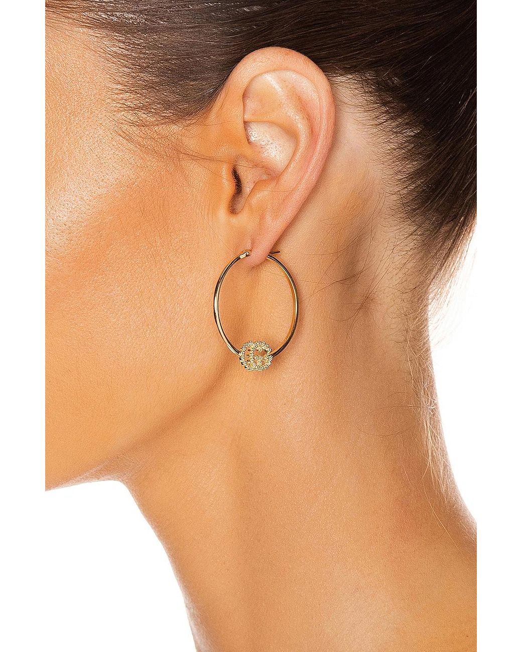 Gucci Running G Hoop Earrings in Metallic | Lyst