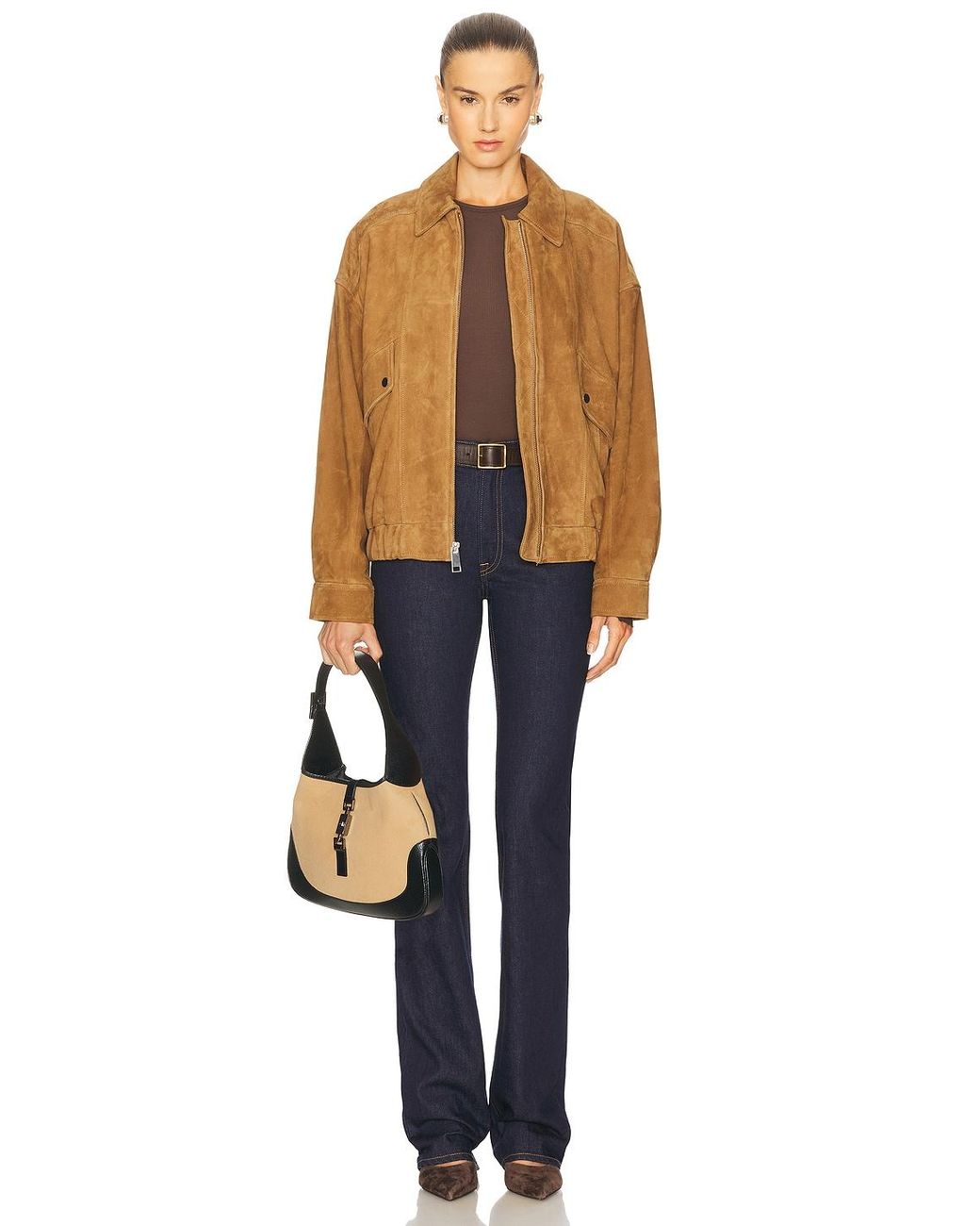 GRLFRND Blue Wren Suede Bomber