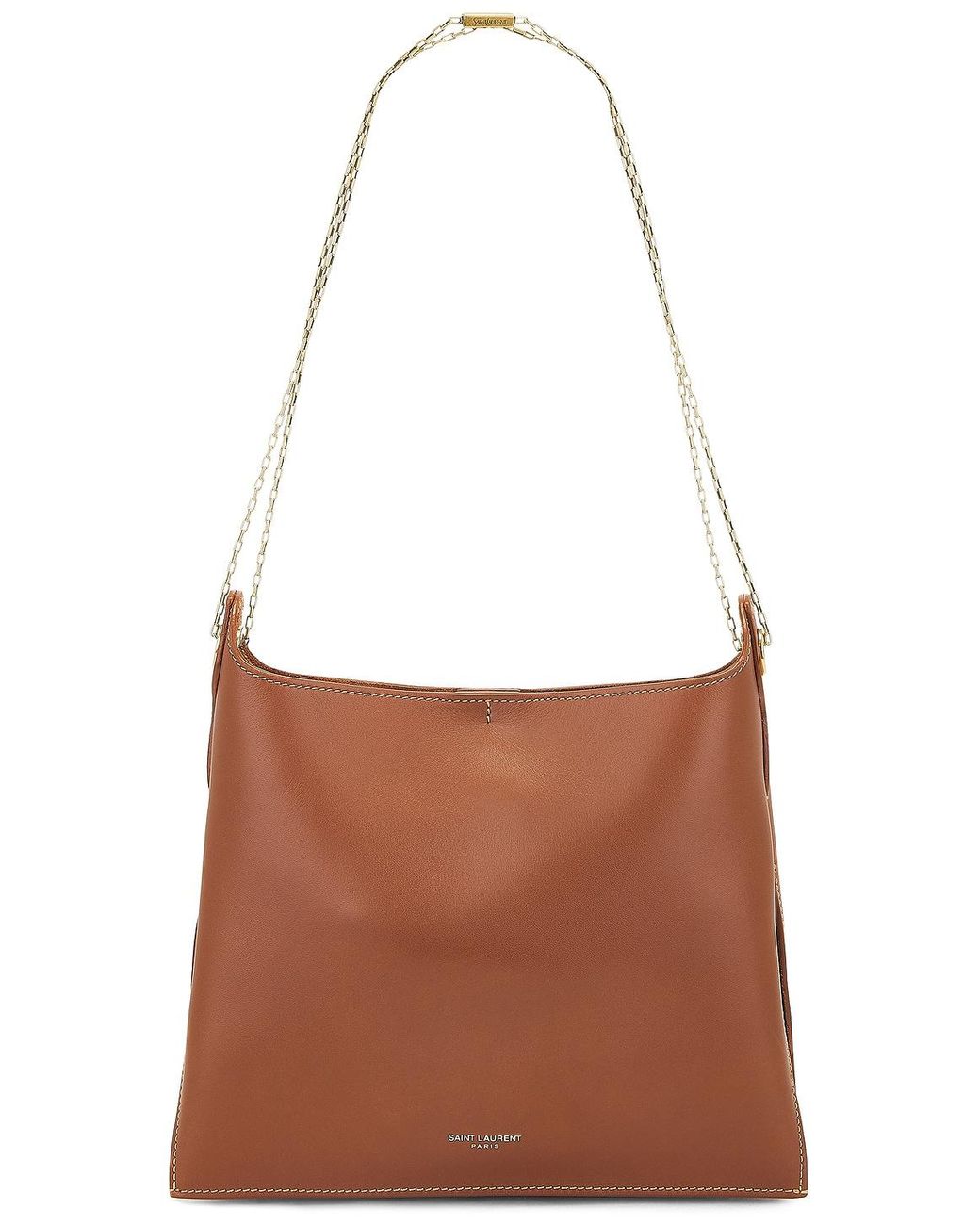 Saint Laurent Flat Shoulder Bag On Chain in Brown | Lyst