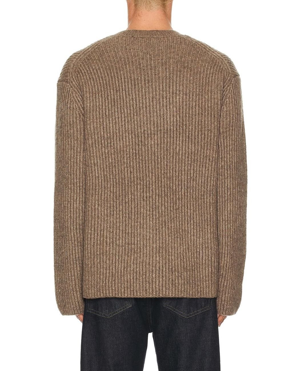 Theory Brown Wool Cotton Long Sleeve Crew Neck Sweater for men