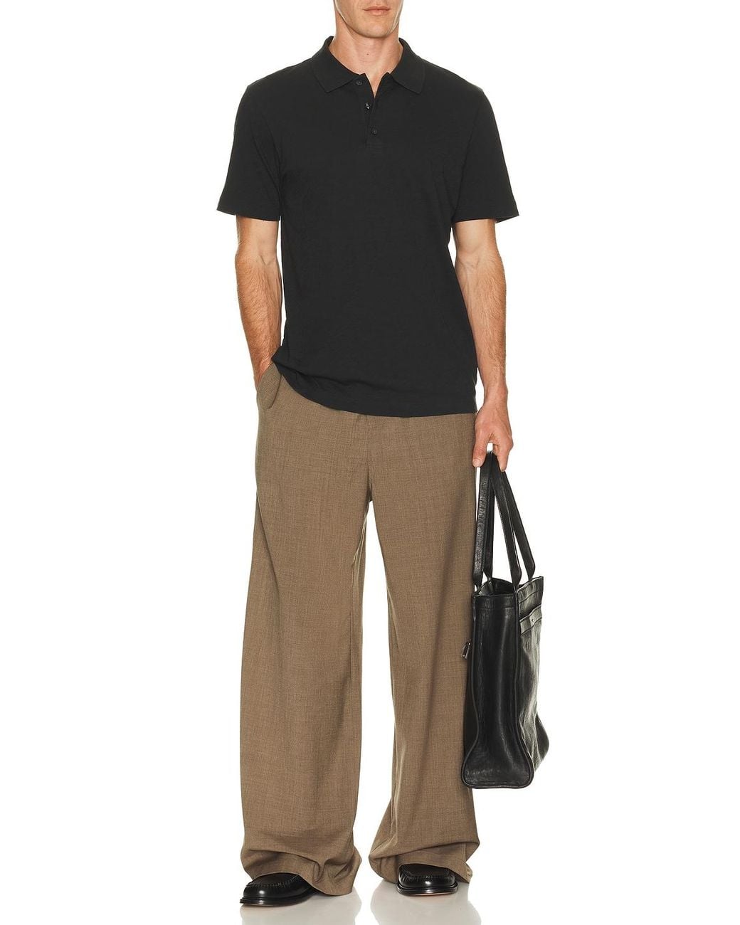 Theory Black Bron Cotton Polo for men