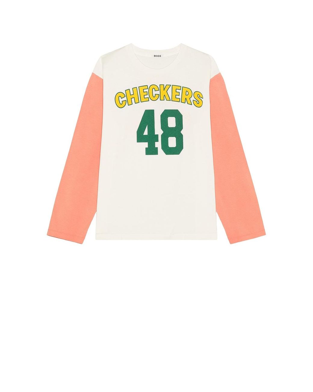 Bode Natural Checkers Baseball Tee for men