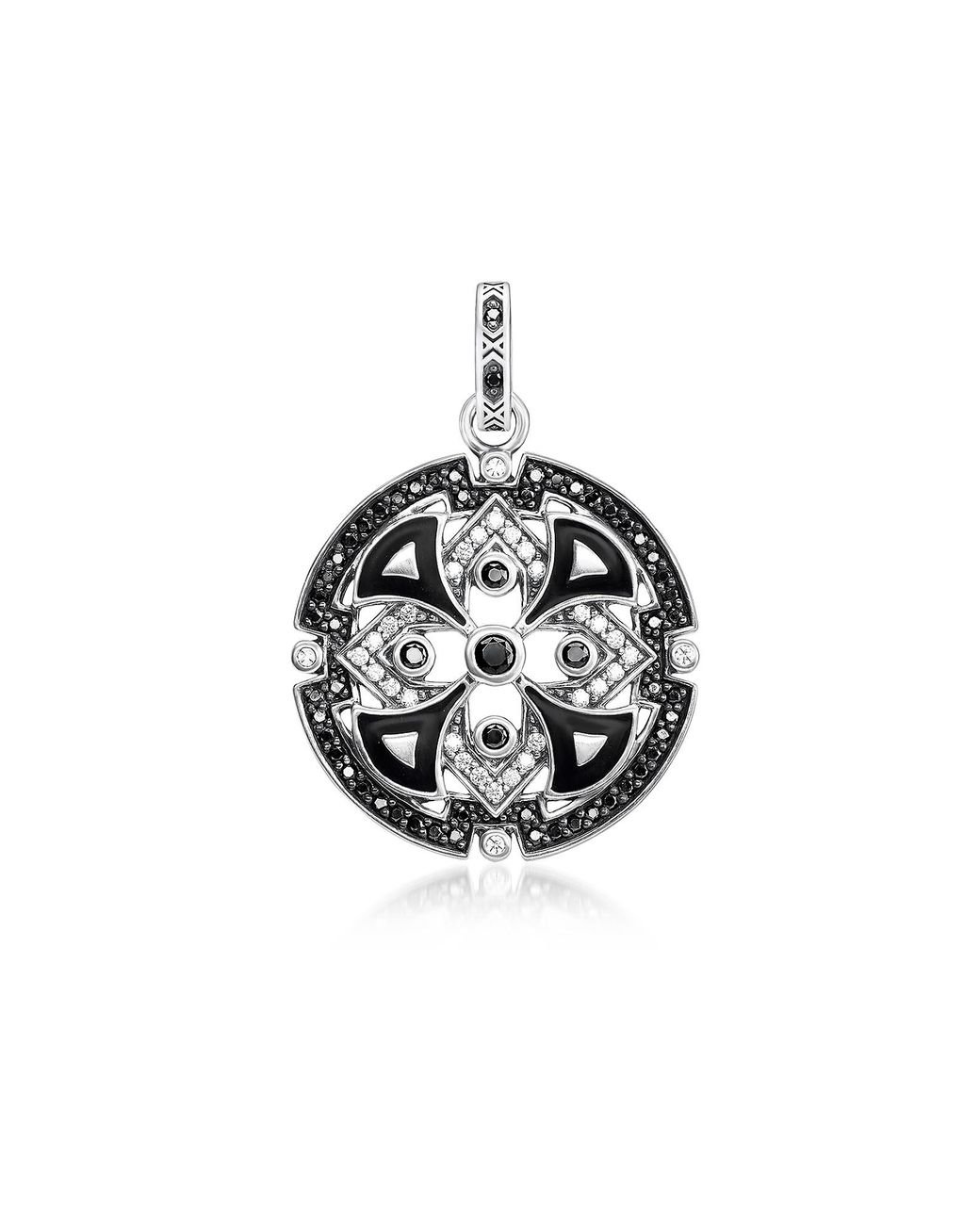 Thomas Sabo Blackened Sterling Silver W/black & White Cubic Zirconia Pendant in Metallic Lyst